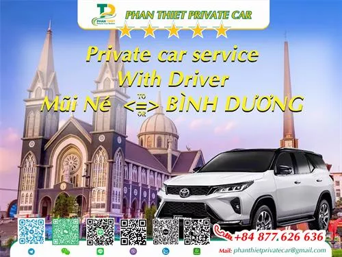 Car rental Mui Ne <=> Binh Duong (private car with driver)